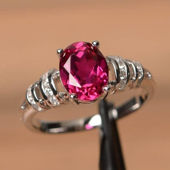 💝 Refine Oval Pure Zircon Romantic Silver Elegant Rings for Women, PD349 - Picture 1 of 4